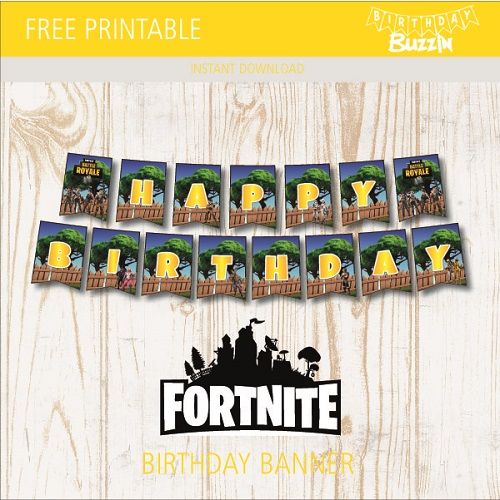 Free Printable Fortnite Birthday Banner Birthday Buzzin Birthday Party Printables Free Birthday Banner Free Printable Birthday Banner Template
