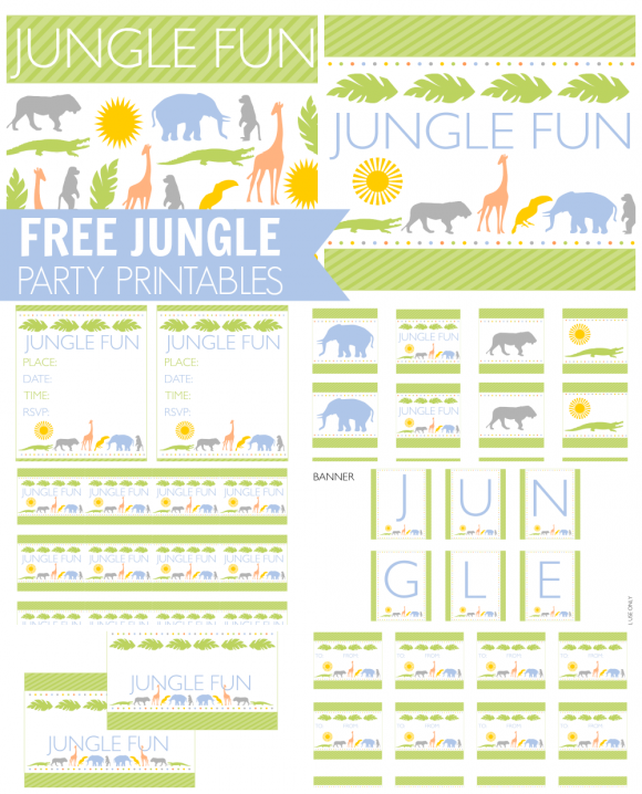 Download These Awesome Free Jungle Fun Party Printables Baby Shower Invitations For Boys Jungle Party Cupcake Birthday Party Theme