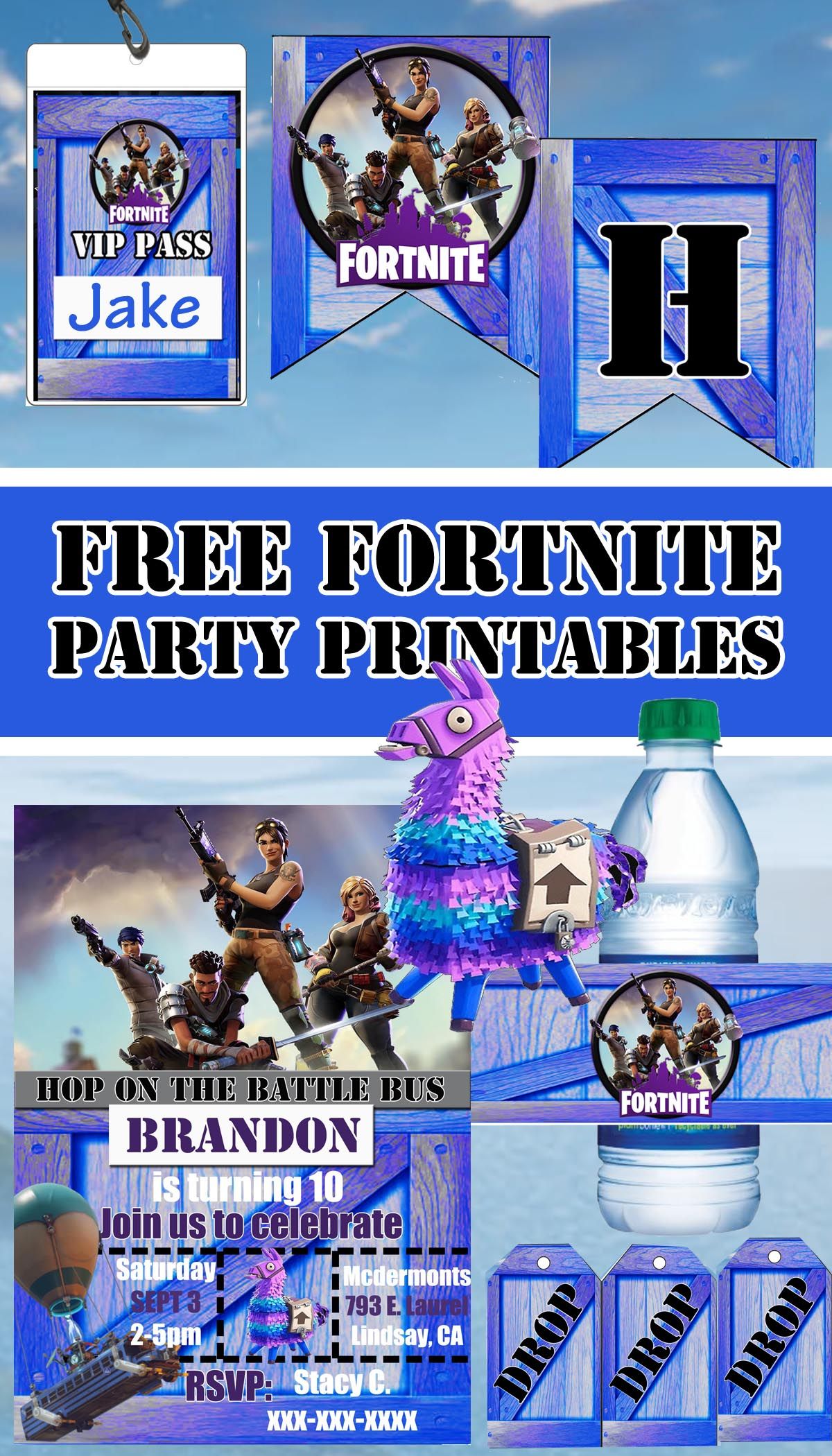 Fortnite Birthday Party Printables Birthday Party Printables Free Birthday Party Printables Boy Birthday Parties