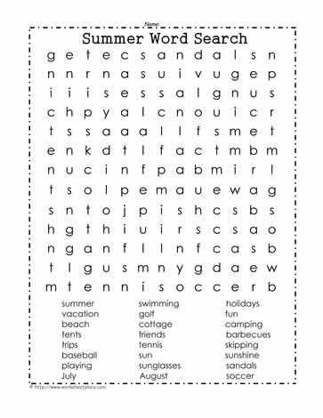 Summer Word Search Summer Math Summer Words Summer Puzzle