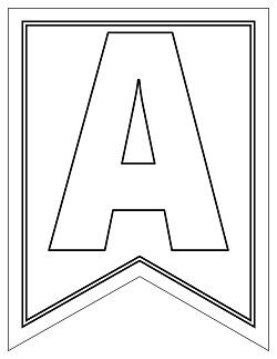 Free Large Swallowtail Printable Alphabet Banner Letters White Black Outline Printable Banner Letters Free Printable Banner Free Printable Banner Letters