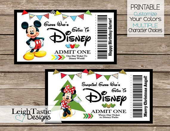 Printable Ticket Birthday Invitation Surprise Disney Ticket Disney Tickets Disney Trip Reveal Disney Trip Surprise