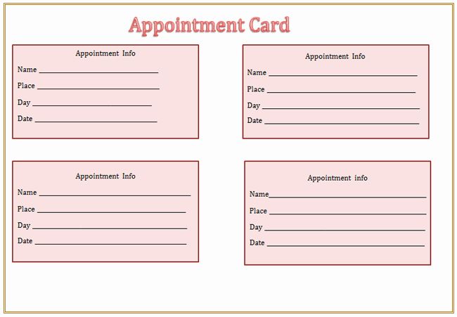 Free Printable Appointment Reminder Cards New Appointment Card Template Microsoft Word Templates Card Templates Free Appointment Cards Templates Printable Free