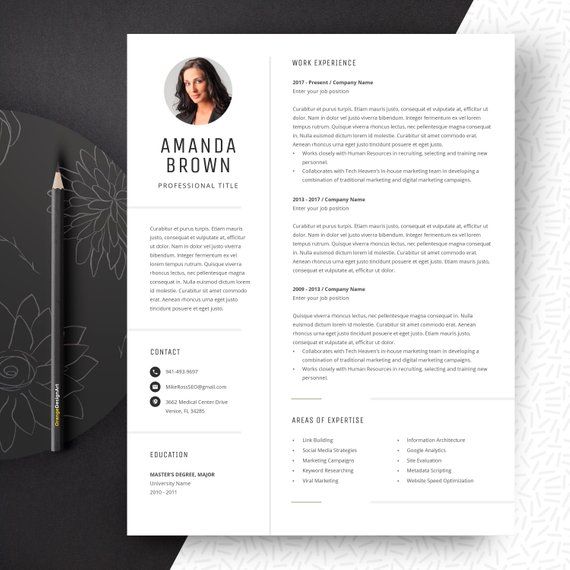 Cv Template Resume Template With Photo Professional Resume Instant Download Creative Resume Resume Template Word Minimalist Resume Template Resume Template