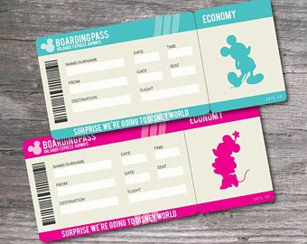 Printable Pdf Ticket For Surprise Walt Disney World Trip Disney World Tickets Disney World Disney Tickets