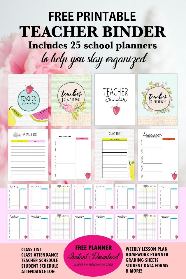 Free Teacher Binder Printables Over 25 Pretty Planning Templates Teacher Binder Printables Free Teacher Planner Printables Teacher Binder