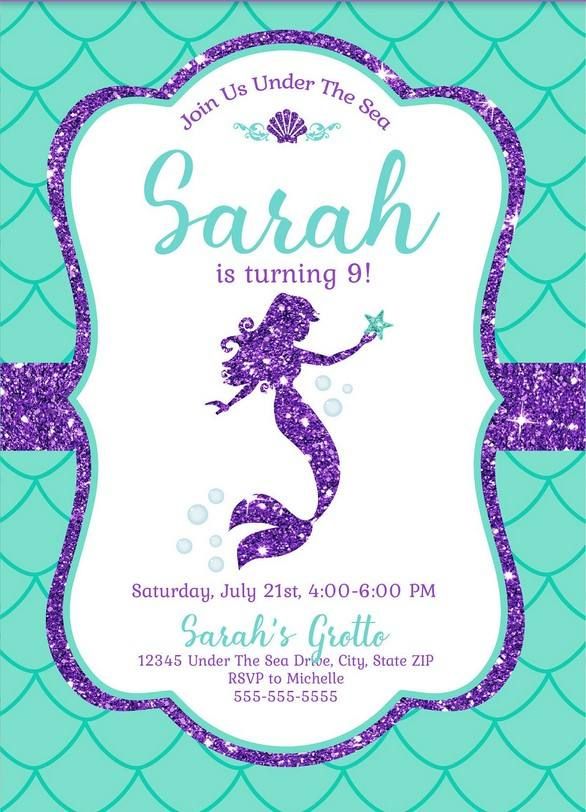Free Mermaid Invitation Template For Your Kids Parties Little Mermaid Invitations Mermaid Birthday Invitations Free Mermaid Party Invitations