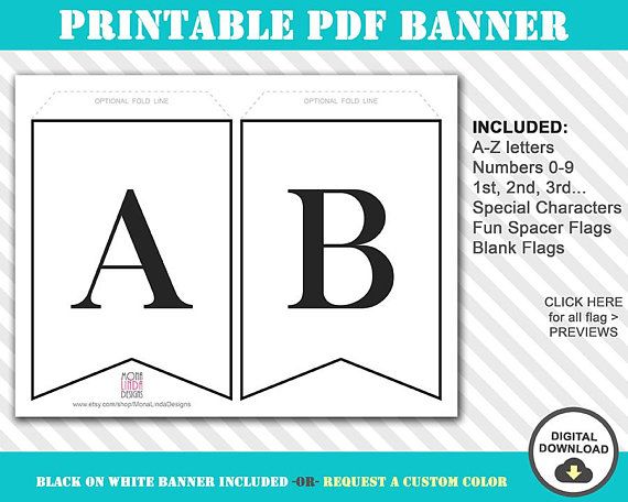 Printable Bunting Banner Pdf Printable Alphabet Letter Banner Letters Numbers Spacer Flags Printable Alphabet Letters Printable Banner Lettering Alphabet