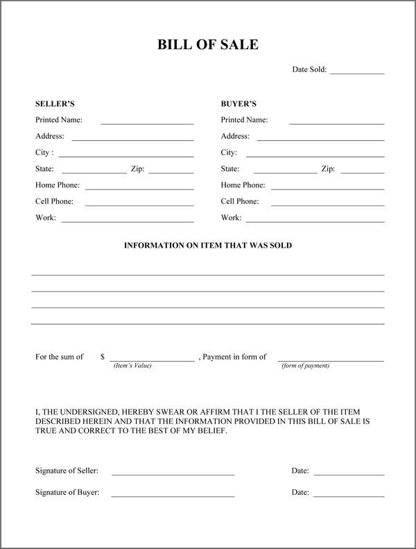 Free Printable Rv Bill Of Sale Form Form Generic Sample Printable Legal Forms For Attorney Lawyer Bill Of Sale Template Legal Forms Bill Of Sale Car