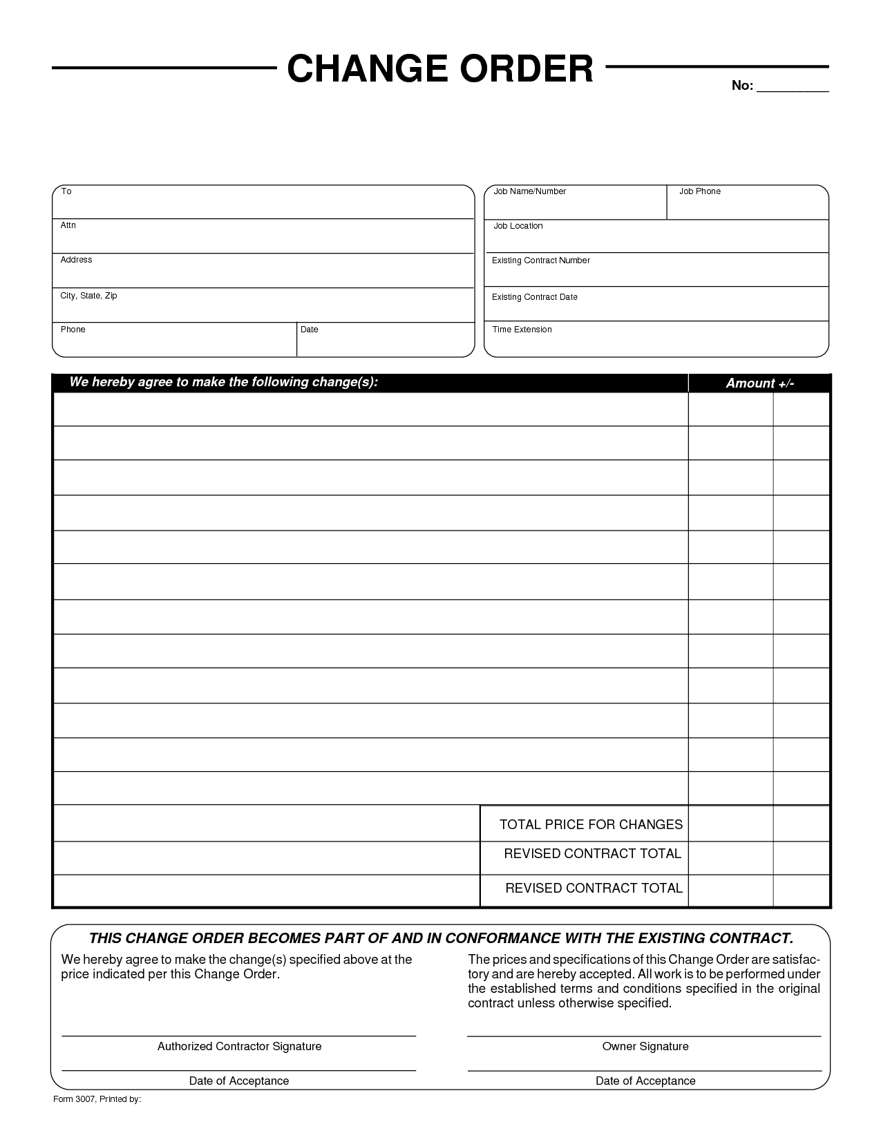 Change Order Form Free Printable Documents Order Form Template Order Form Template Free Templates Printable Free