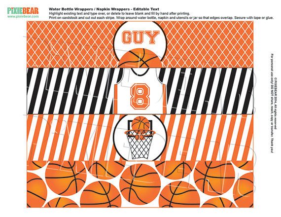 Basketball Water Bottle Labels Basketball Birthday Basketball Party Basketball Printables Basketball Water Bottle Instant Download Basketball Party Decorations Basketball Party Ball Birthday