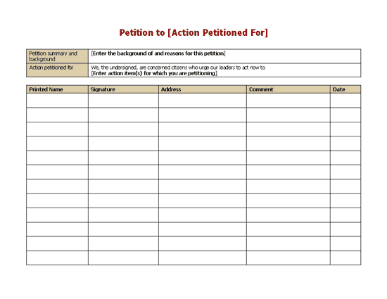 Petition Form Word Templates Free Office Templates Word Template Office Templates Templates