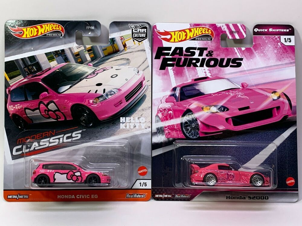 2 Hot Wheels Honda Civic Eg Hello Kitty And Fast Furious Honda S2000 Pink Hotwheels Honda Honda Civic Hot Wheels Civic Eg