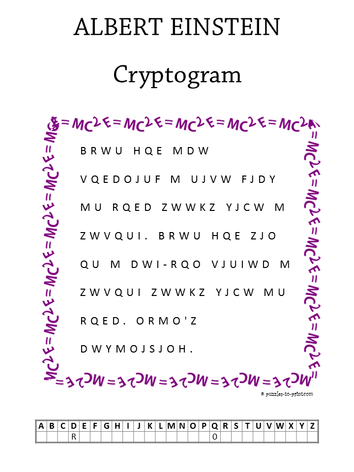 Einstein Free Printable Cryptogram Free Math Printables Einstein Puzzles For Kids