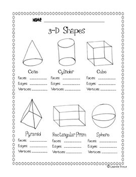 3 D Shapes Facts Worksheet Teaching Math Shapes Worksheet Kindergarten Math School