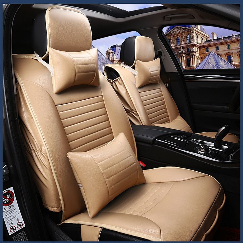 For Honda Civic Accord Crv Xrv Fit Orange Beige Black Firm Soft Pu Leather Waterproof Front And Rear Full Car Seat Leather Seat Covers Car Seats Carseat Cover