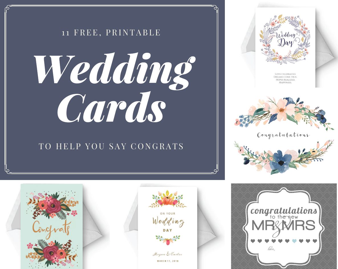 Say Congrats With A Free Printable Wedding Card Wedding Congratulations Card Wedding Cards Wedding Gift Tags Printable