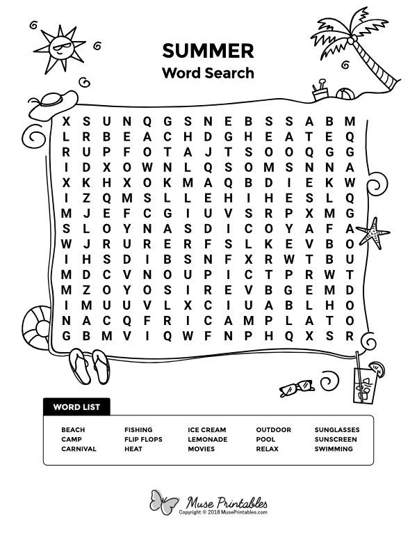 Free Printable Summer Word Search Download It At Https Museprintables Com Download Word Search Summ Summer Words Childrens Word Search Word Puzzles For Kids