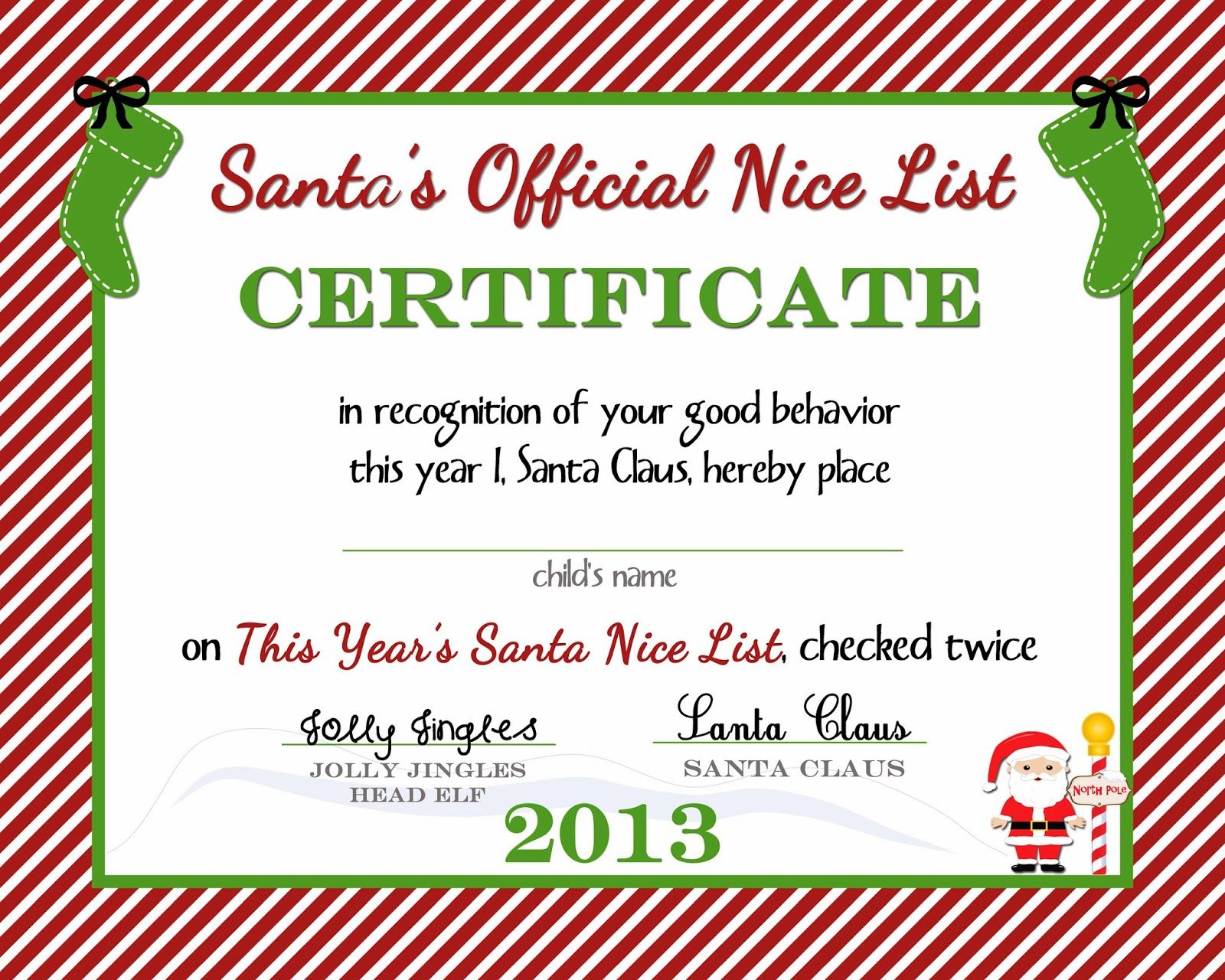 Santa Nice List Certificates Free Printable Nice List Certificate From The North Pole Santa S Nice List Nice List Certificate Christmas Lettering