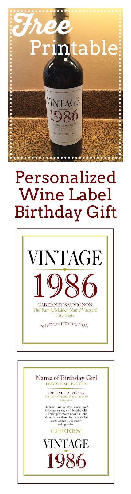 Free Printable For Personalized Wine Label Birthday Gift Wine Label Template Birthday Wine Label Free Wine Label Template