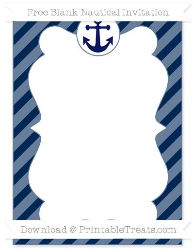 Free Navy Blue Diagonal Striped Blank Nautical Invitation Nautical Invitations Nautical Wedding Invitations Nautical Themed Party