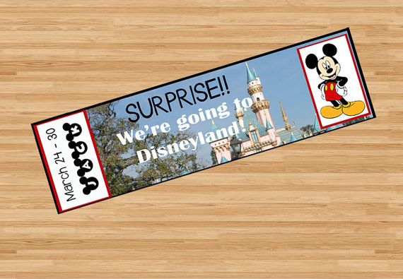 Printable Ticket To Disneyland Disney World With Custom Name Dates Personalize Surprise Mickey Mouse Diy Disneyland Tickets Disney Tickets Disney Trip Surprise