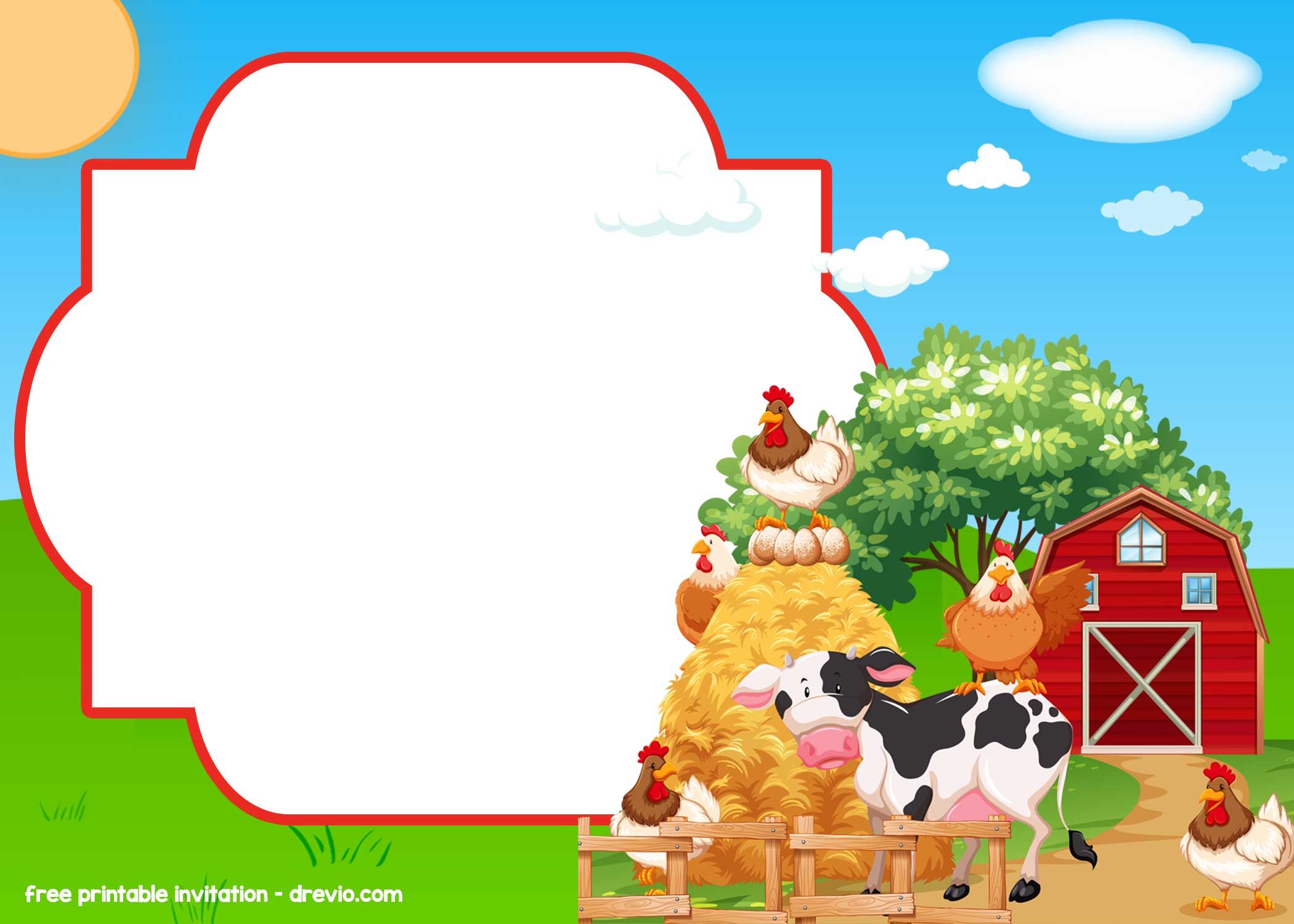 Free Farm Barnyard Invitation Templates Farm Animal Birthday Farm Birthday Animal Birthday Invitation