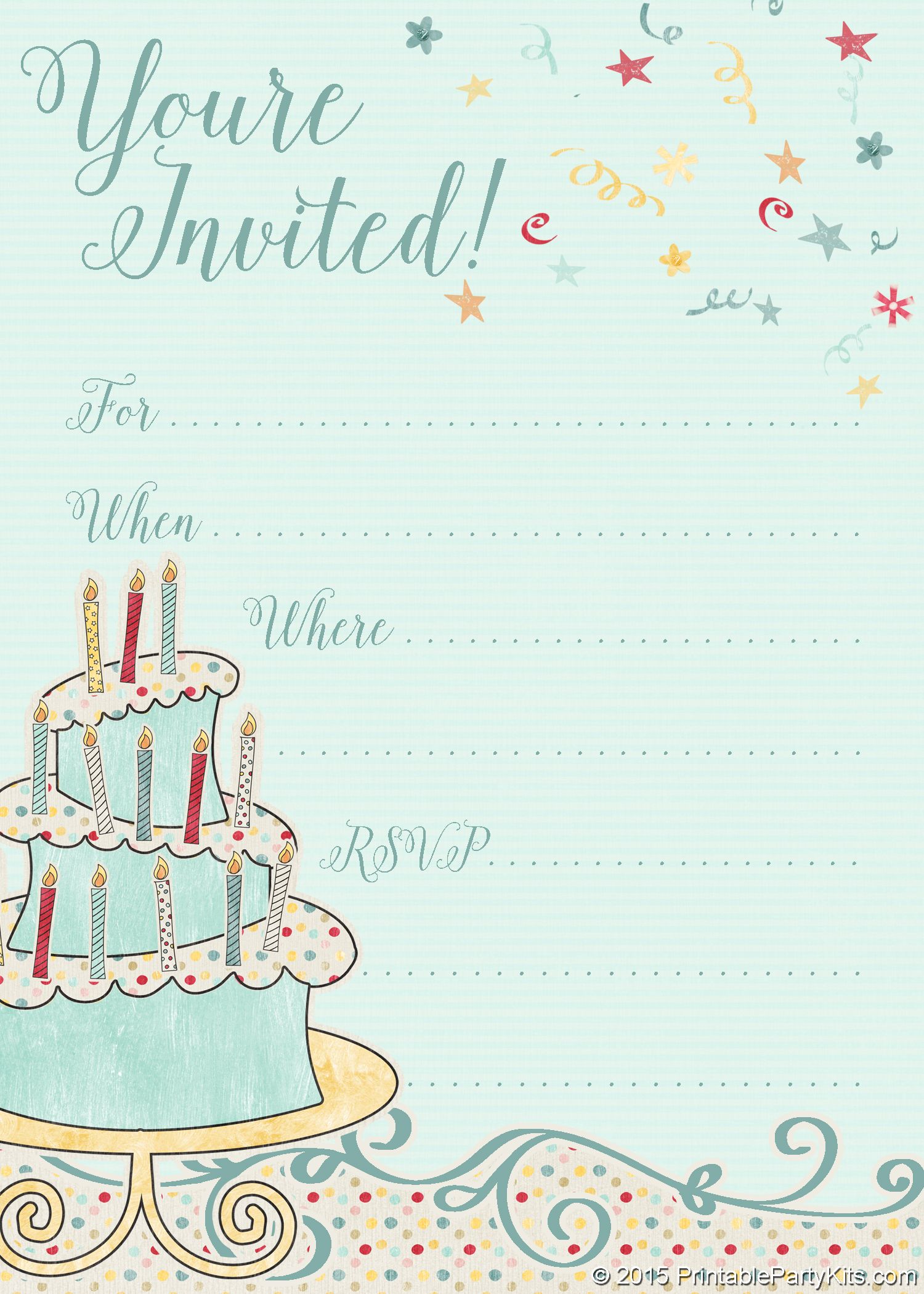Free Printable Whimsical Birthday Party Invitation Template Birthday Party Invitations Printable Birthday Invitation Card Template Party Invite Template