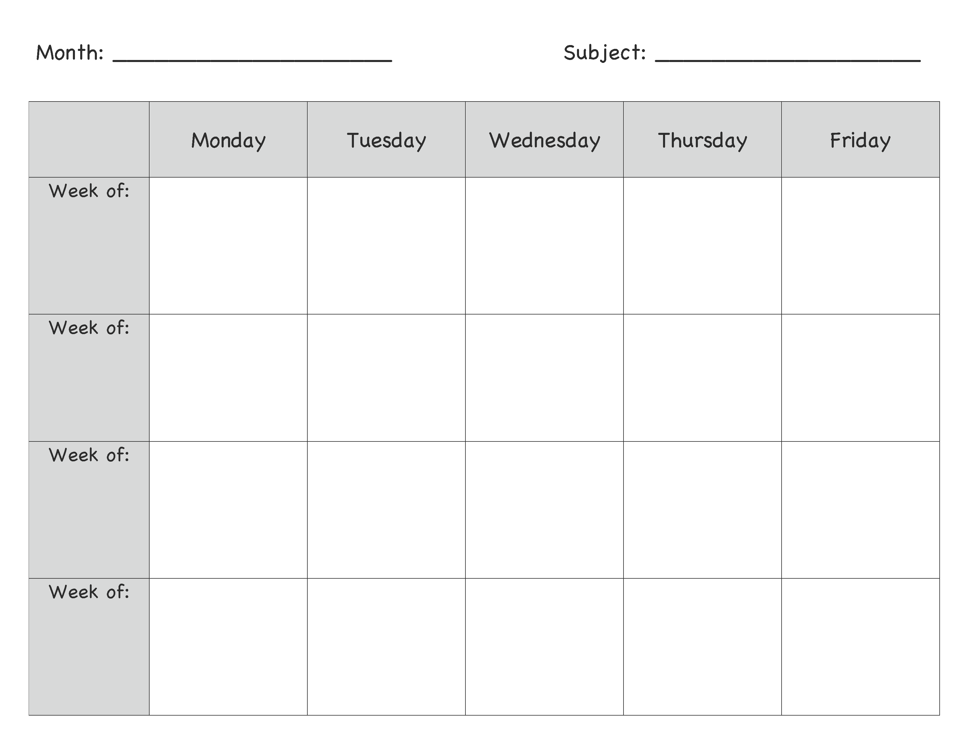 Lesson Plan Template Weekly Lesson Plan Template Blank Lesson Plan Template Printable Lesson Plans