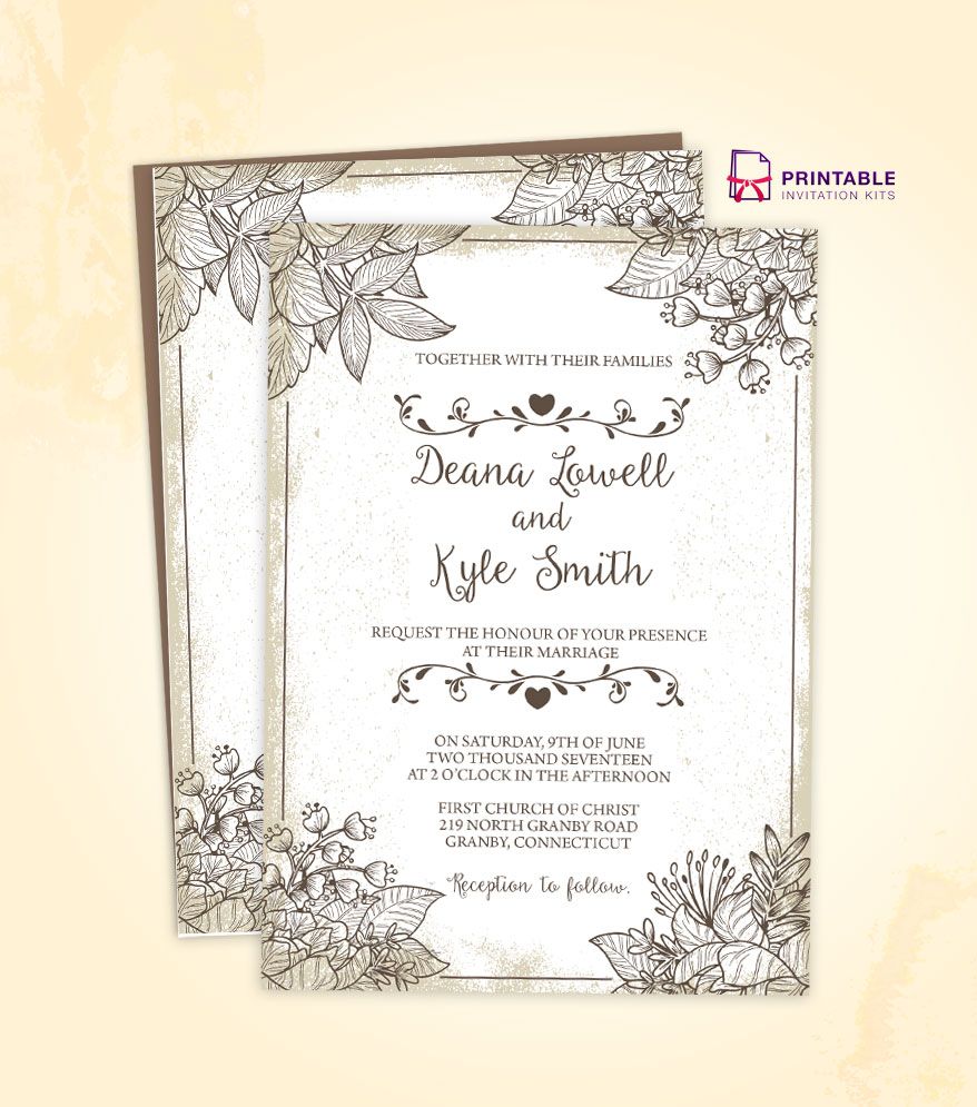 Free To Download Wedding Invitation Template Make Your Own Be Vintage Wedding Invitations Templates Free Wedding Invitation Templates Free Wedding Invitations