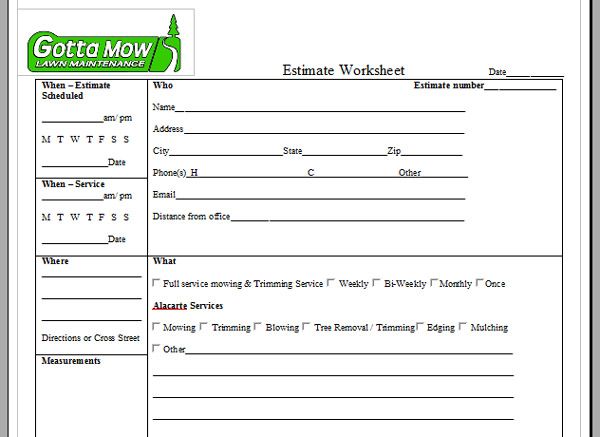 Lawn Care Service Quote Template Lawn Care Business Lawn Maintenance Business Plan Template Free
