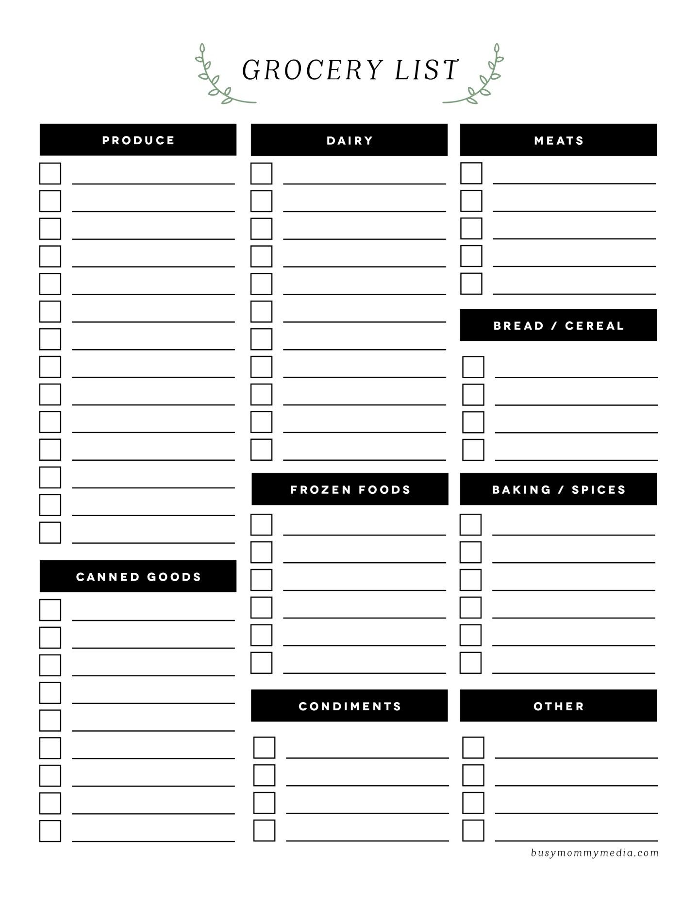 Free Printable Grocery List Grocery List Printable Grocery List Printable Free Free Grocery List