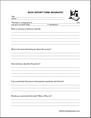 Book Report Forms Book Report Biography Book Report Biography Book Report Template
