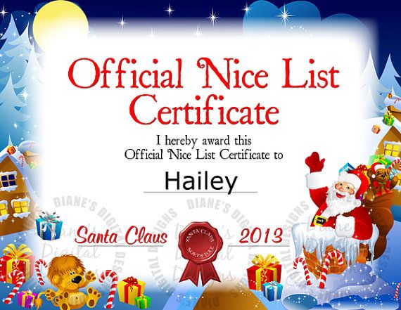 Santa Nice List Certificate Nice List Certificate Santa S Nice List Christmas Nice List