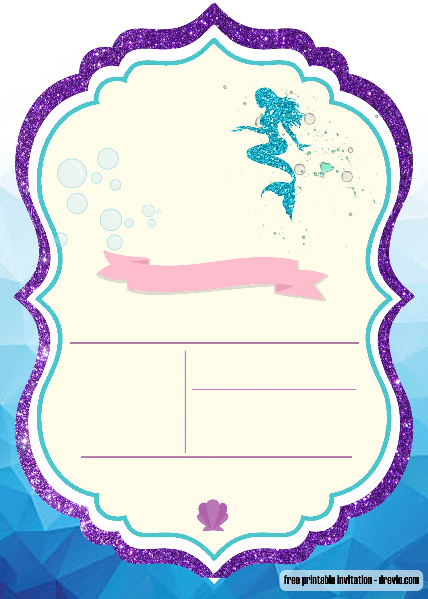 Free Printable Under The Sea Invitation Templates Mermaid Invitations Mermaid Party Invitations Mermaid Birthday Invitations