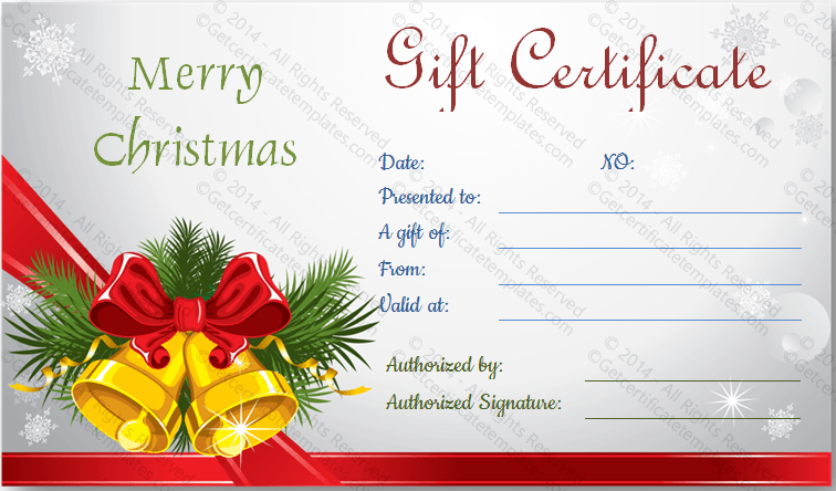 Printable Christmas Bells Gift Certificate Christmas Gift Certificate Template Christmas Gift Certificate Free Printable Gift Certificates