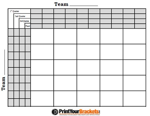 25 Square Grid With Quarter Lines Printable Version Superbowl Squares Super Bowl Pool Football Squares