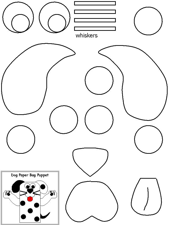 Template In 2021 Paper Bag Puppets Dog Crafts Dog Template