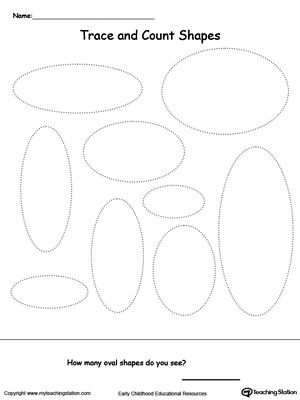 Trace And Count Oval Shapes Shapes Worksheets Shapes Preschool Teaching Shapes