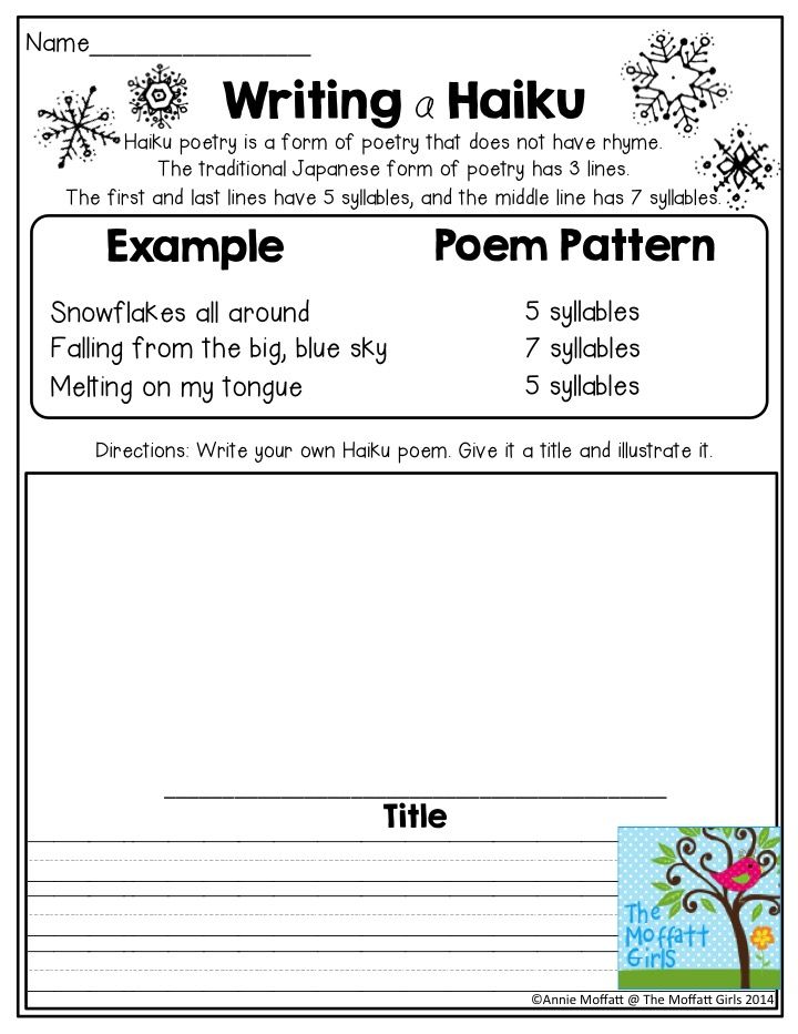 Writing A Haiku Poem Tons Of Great Activities For 2nd Grade In The No Prep Packets For January Poetry Lessons Haiku Poems For Kids Poetry Lesson Plans
