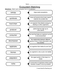 Matching Ecosystems Worksheet 2 Landforms Worksheet Kindergarten Worksheets Worksheets For Kids