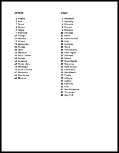 United States State Capitals Crossword Puzzle Free Printable United States Capitals States And Capitals State Capitals Quiz