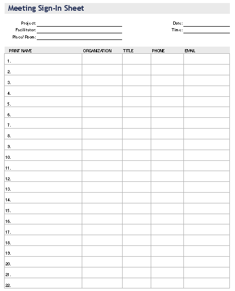 Printable Sign In Sheets Sign In Sheet Template Sign In Sheet Attendance Sheet Template