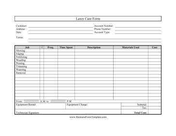 Lawn Care Form Template Lawn Care Business Lawn Care Lawn Mower Maintenance