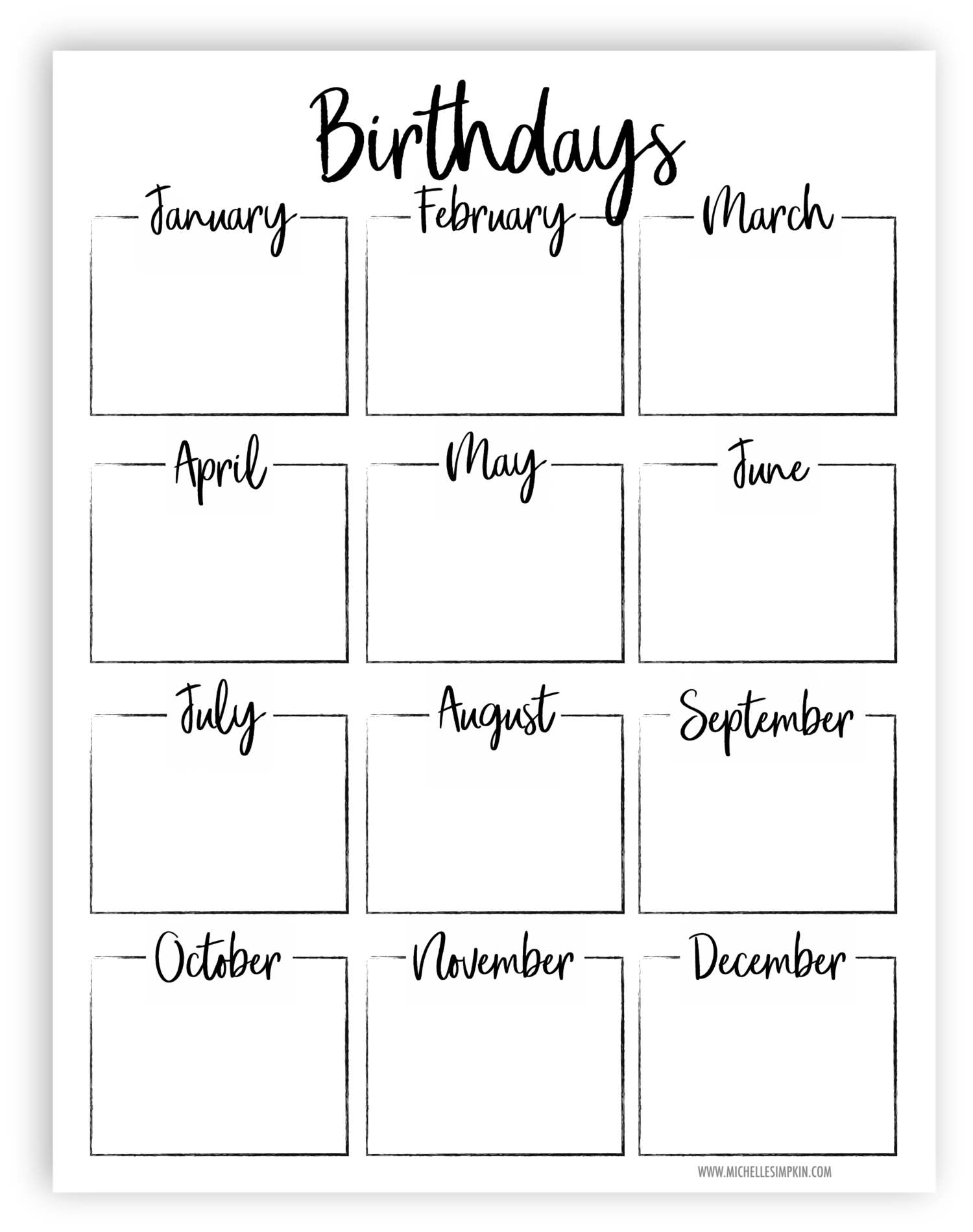 Free Printable Keep Track Of All Your Friends And Family Birthdays With This Cute Simple Birthday L Birthday Tracker Family Birthdays Planner Printables Free