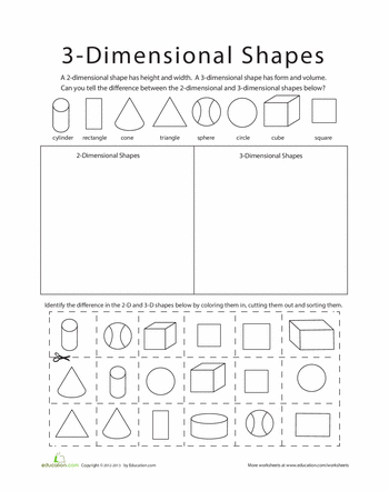 Sort 2 D And 3 D Shapes Shapes Worksheet Kindergarten Math School Kindergarten Geometry