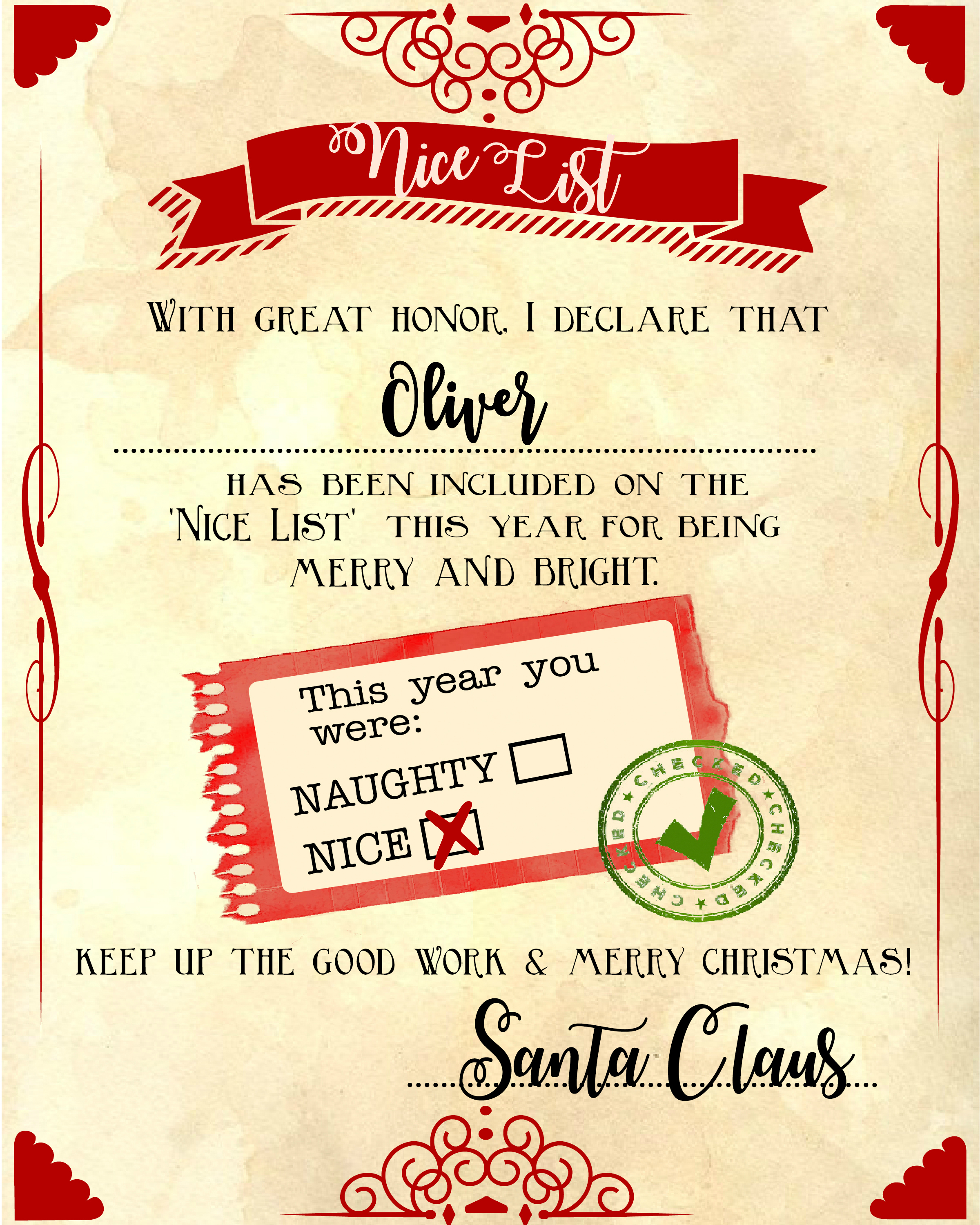 Santa Nice List Free Printable Certificate Santa S Nice List Free Printable Certificates Christmas Nice List