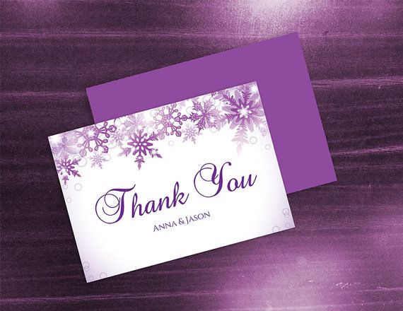 Diy Printable Wedding Thank You Card Template Editable Ms Word File 3 5 X 5 Instant Download Winter Purple Bubble Snowflakes Wedding Thank You Cards Thank You Card Template Wedding Card Diy
