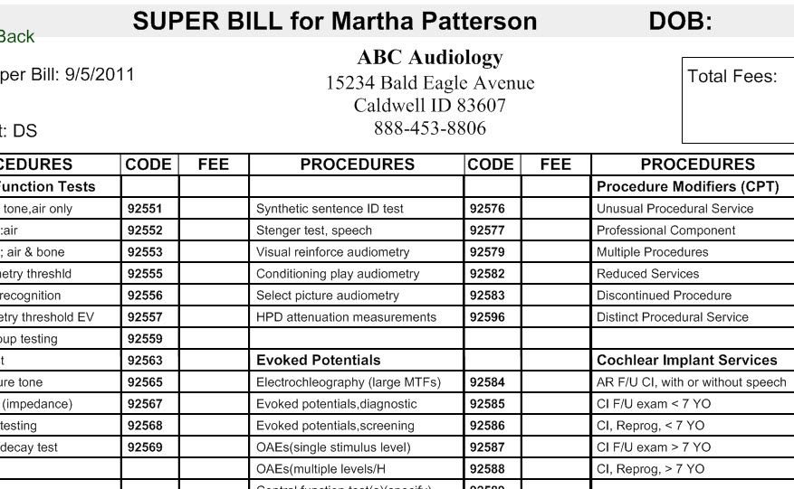 Blank Medical Superbill Template Medical Medical Billing Templates