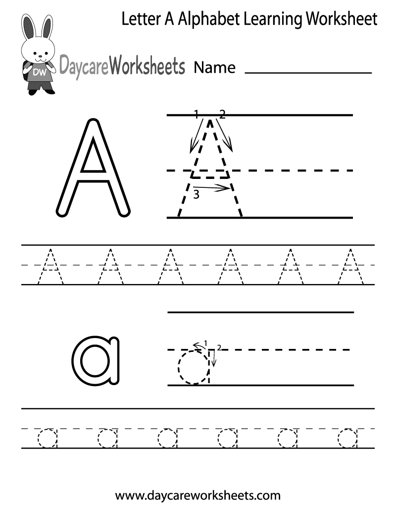 Free Letter A Alphabet Learning Worksheet For Preschool Alphabet Worksheets Preschool Printable Alphabet Worksheets Learning Worksheets